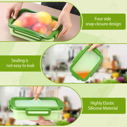Reallnaive 4 Pcs Large Silicone Fruit Storage Box Anti-oxidation Avocado Saver Keeper Reusable Fridge Containers for Fruit Vegetable Tomatoes Garlic Lemons Potatoes Apples