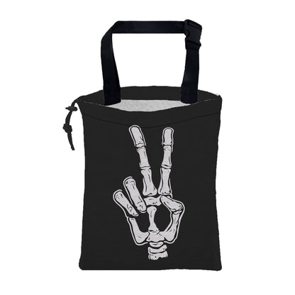 KXWQTRDD Car Garbage Bag Skeleton Hand Peace Sign Drawstring Car Trash Bag Hanging for Back Seat with Adjustable Buckle Canvas Vehicle Trash Can Easy-to-Install