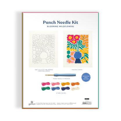 Galison Blooming Wildflowers – DIY Punch Needle Kit Includes 9 Yarns and Punch Needle to Make Beautiful Wildflower Art