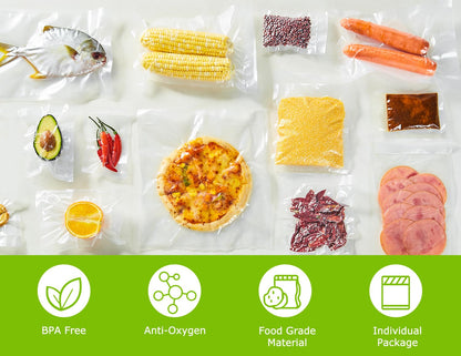 Bonsenkitchen Precut Vacuum Sealer Bags 200 Quart 8" x 12", BPA Free, Commercial Grade Textured Food Vacuum Sealer Bag, Thick Embossed Bags for Storage and Sous Vide Cooking VB3208