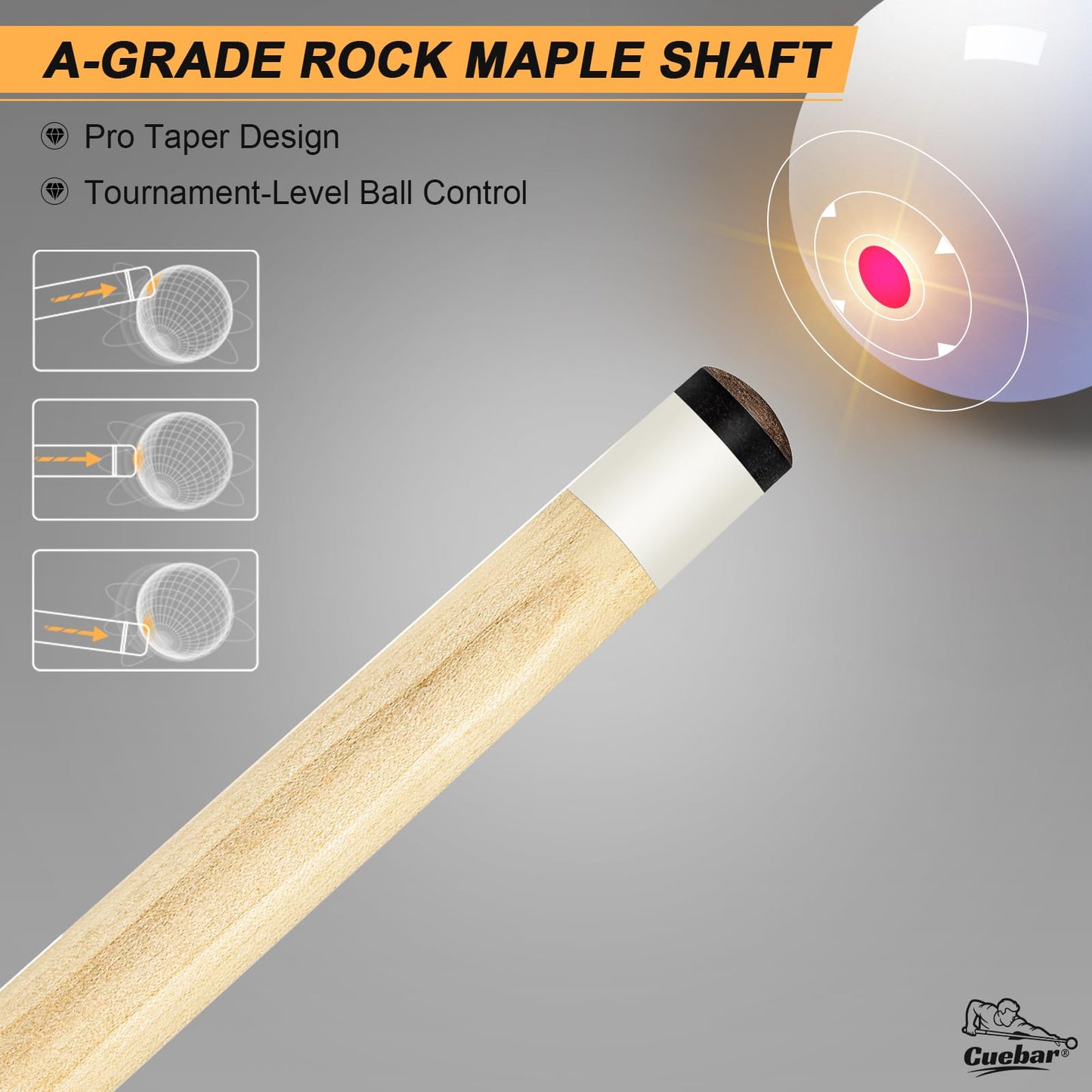 CUEBAR Pool Cue Stick 58 Inch 2-Piece Billiard Cue with Geometric Sword Inlays, Unwrapped Grip, Maple Shaft, 13mm Tip (Teal 19 Oz)