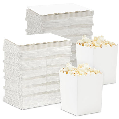 Juvale Mini Popcorn Boxes, 200 Pack Small Popcorn Containers for Party, Movie Night, Candy, Chips, Snacks – Scalloped Edge Disposable Popcorn Boxes for Popcorn Bar, Wedding, Carnival, Events - White