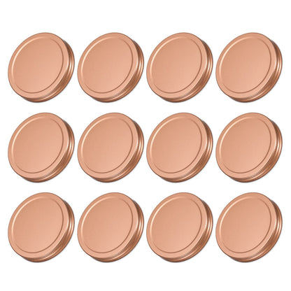 uxcell Mason Jar Lids, 86mm/3.39" Wide Mouth Tin Plate Caps Leak Proof for Canning Jars Kitchen Storage, (Rose Gold 12Pcs)