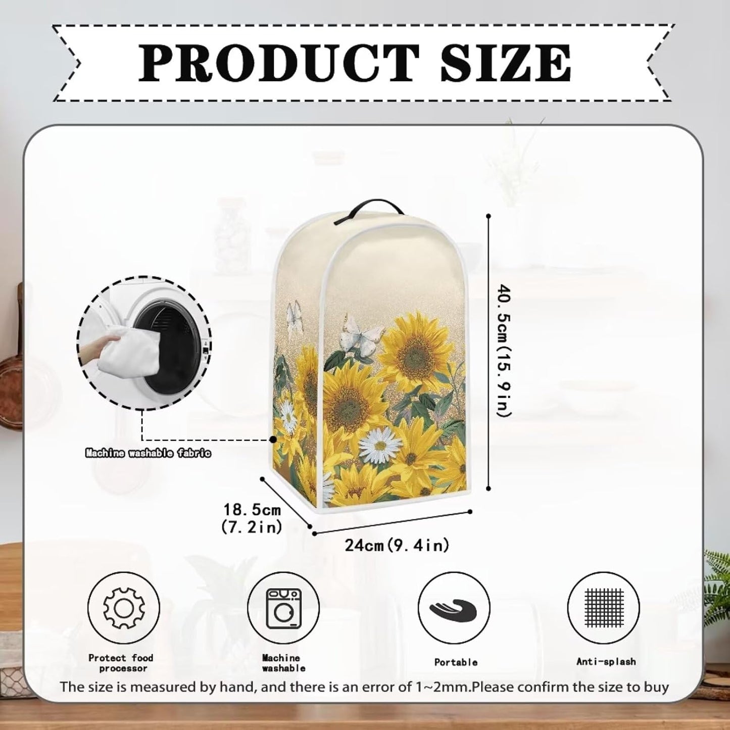 Butterfly Blender Dust Cover, Sunflower Fingerprint Protection Cover for Stand Mixer or Coffee Machine, Home Kitchen