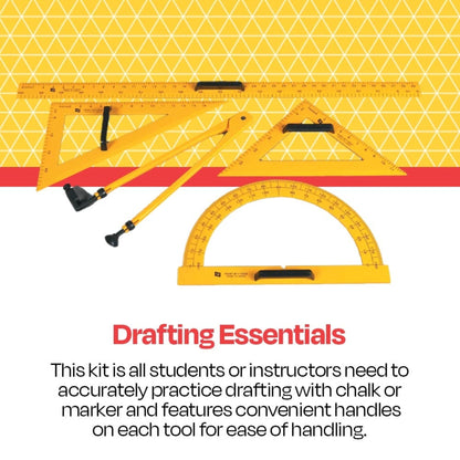 School Smart Drafting Tools Kit, Yellow, Set of 5