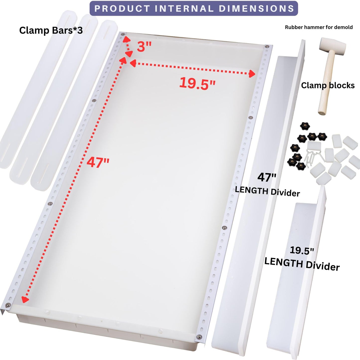 Kalinta Epoxy Mold with Divider Adjustable- 47x19.5x3in No-Seal Resin Plastic Mold Integrated Clamping System - Perfect for Beginners & Experienced Artists - Ideal for Creative Resin Art Projects