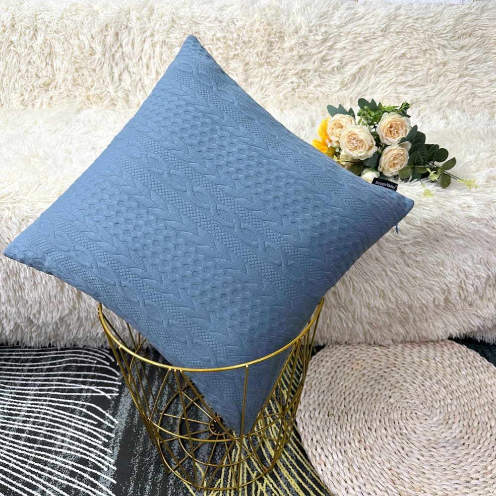 Booque Valley Throw Pillow Covers, Pack of 2 Super Soft Decorative Stretchy Cushion Covers for Sofa Bed Car Chair (Grey