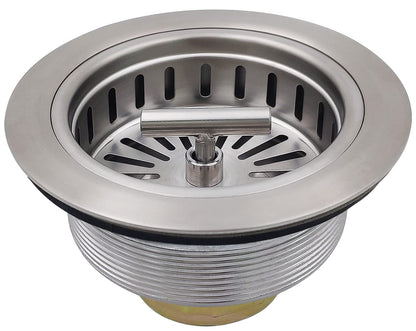 EADOT 3-1/2 Inch Brushed Nickel Sink Strainers for Kitchen Sink, Stainless Steel Kitchen Sink Drain Strainer Assembly with Strainer Basket And Drain Stopper, US Standard Kitchen Sink Drain Replacement