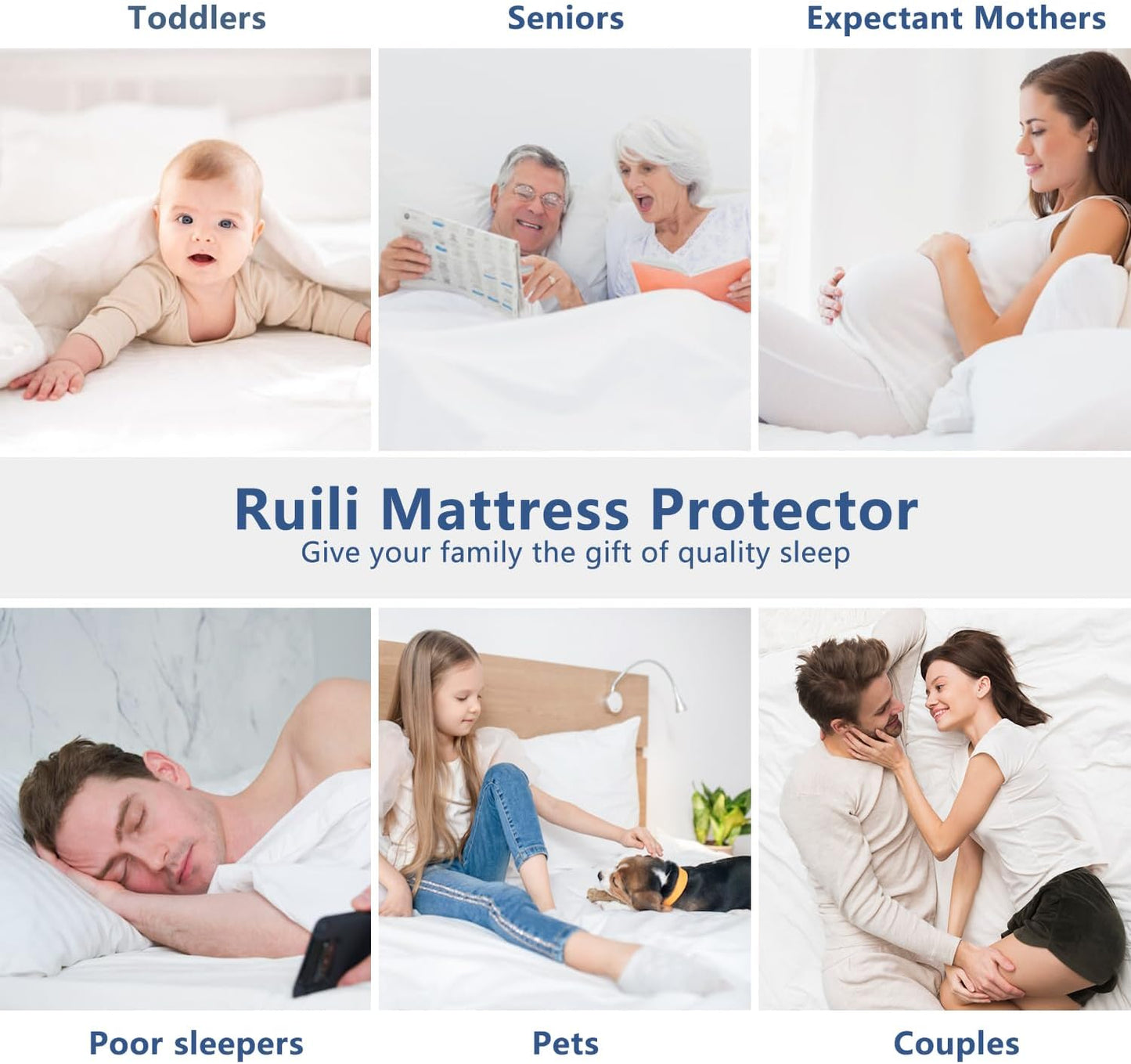18 Queen Mattress Protector Waterproof Washable Mattress Padded Cover Fitted Queen Size Bed Protection Noiseless