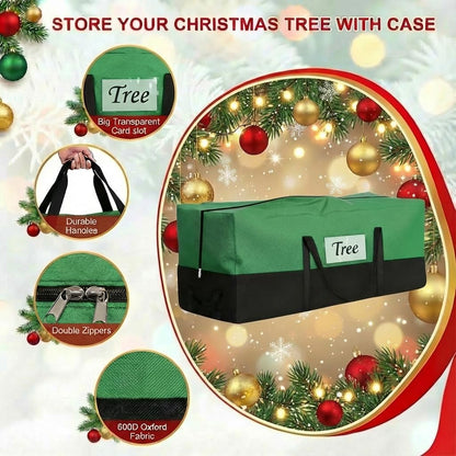 Skiennix Christmas Tree Storage Bag - Heavy Duty 8 Ft Capacity with Durable Zipper & Handles | 600D Oxford, Green
