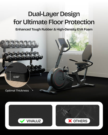 Vivaluz 0.56 Inch Thick 96 Sq Ft Gym Flooring for Home Gym, 24 Tiles Robust Rubber Top with Eva Foam Exercise Equipment Mats, Protective Flooring Puzzle Mat for Fitness Room
