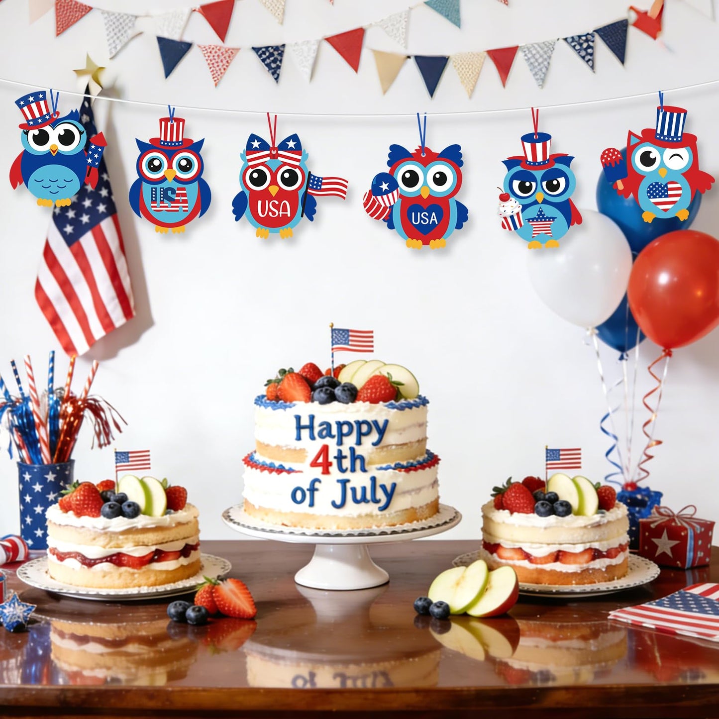 PAIVSUN 24Pcs 4th of July Crafts for Kids, DIY Owl Stickers Crafts Kit, Make Your Own Patriotic Arts Activity, Memorial Independence Day Decorations Gifts for Classroom Home Party Supplies
