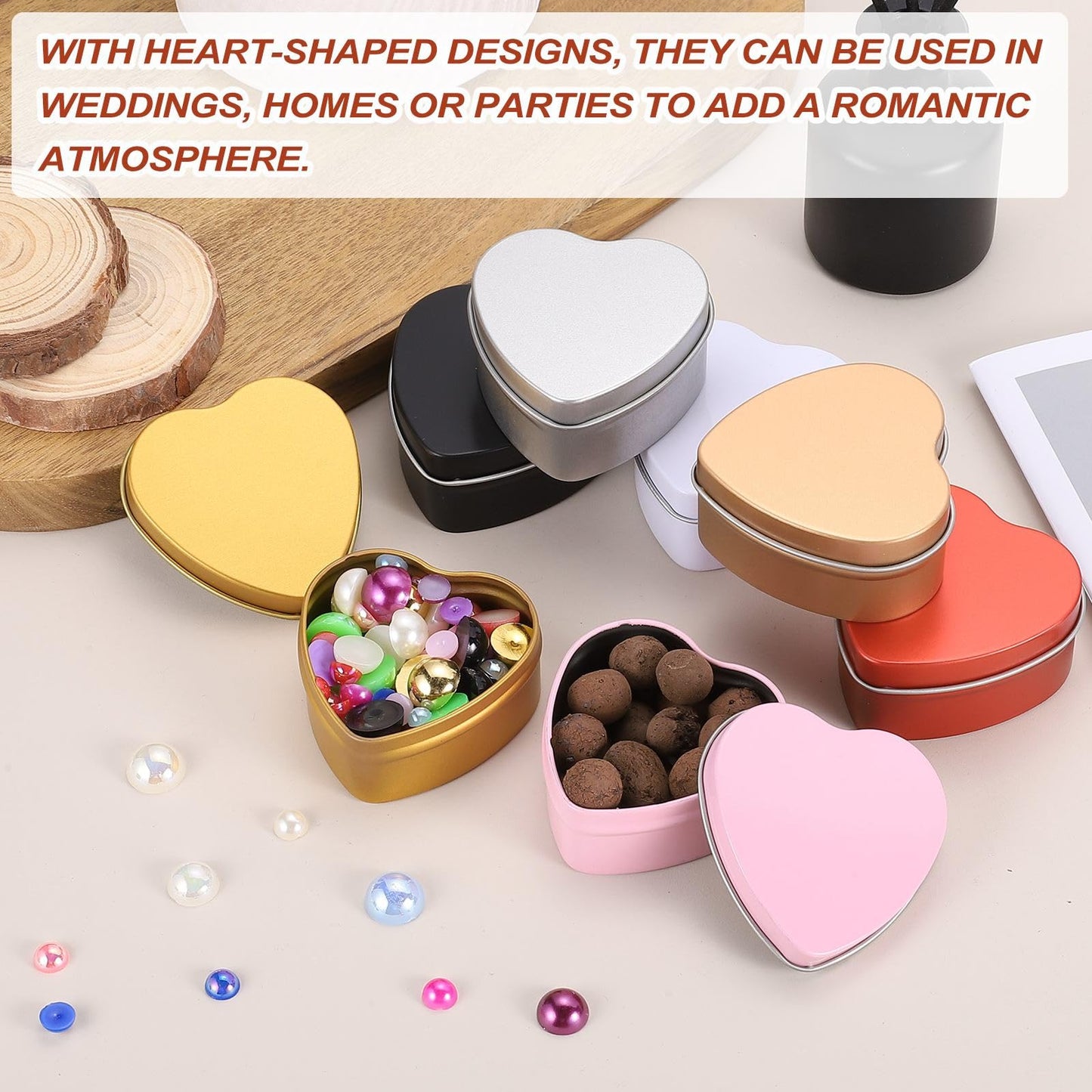 MECCANIXITY Heart Shaped Candle Tins, 2 oz Empty Metal Tin Cans Candles Containers for Candle Making Candies Gifts DIY Crafts, Red, Pack of 8