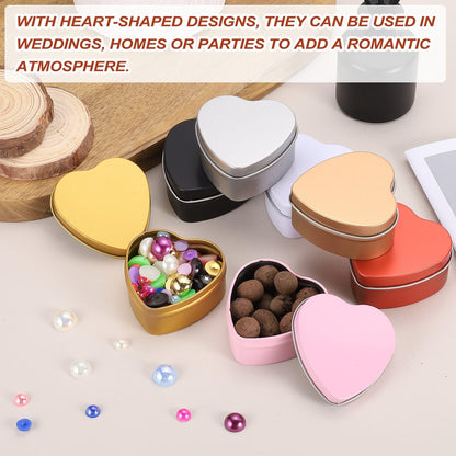 MECCANIXITY Heart Shaped Candle Tins, 2 oz Empty Metal Tin Cans Candles Containers for Candle Making Candies Gifts DIY Crafts, Black, Pack of 8