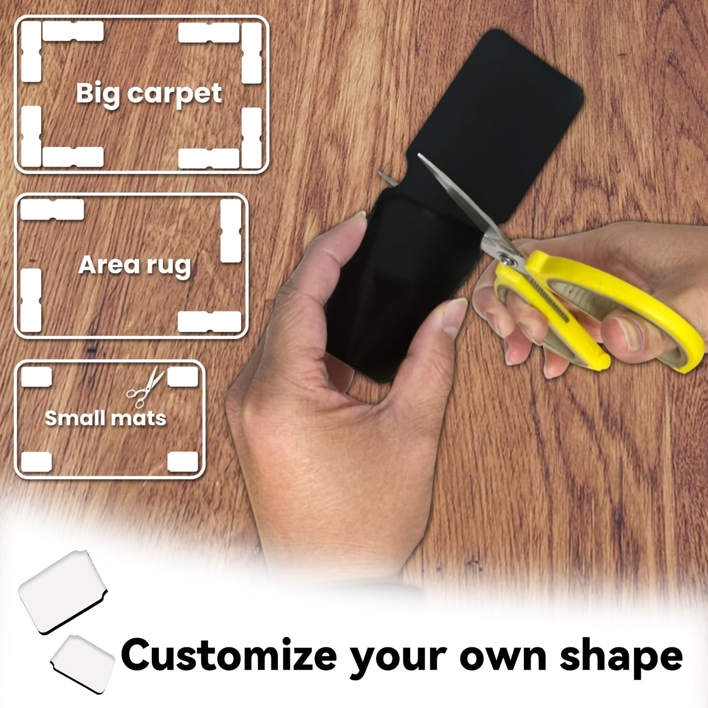 Rug Carpet Non Slip Grippers, Reusable Carpet Tape, No Damaging for Hardwood Floors, Strong Hold Rug Stickers for Area Rugs, Keep Corners Flat, Removable,16Pcs
