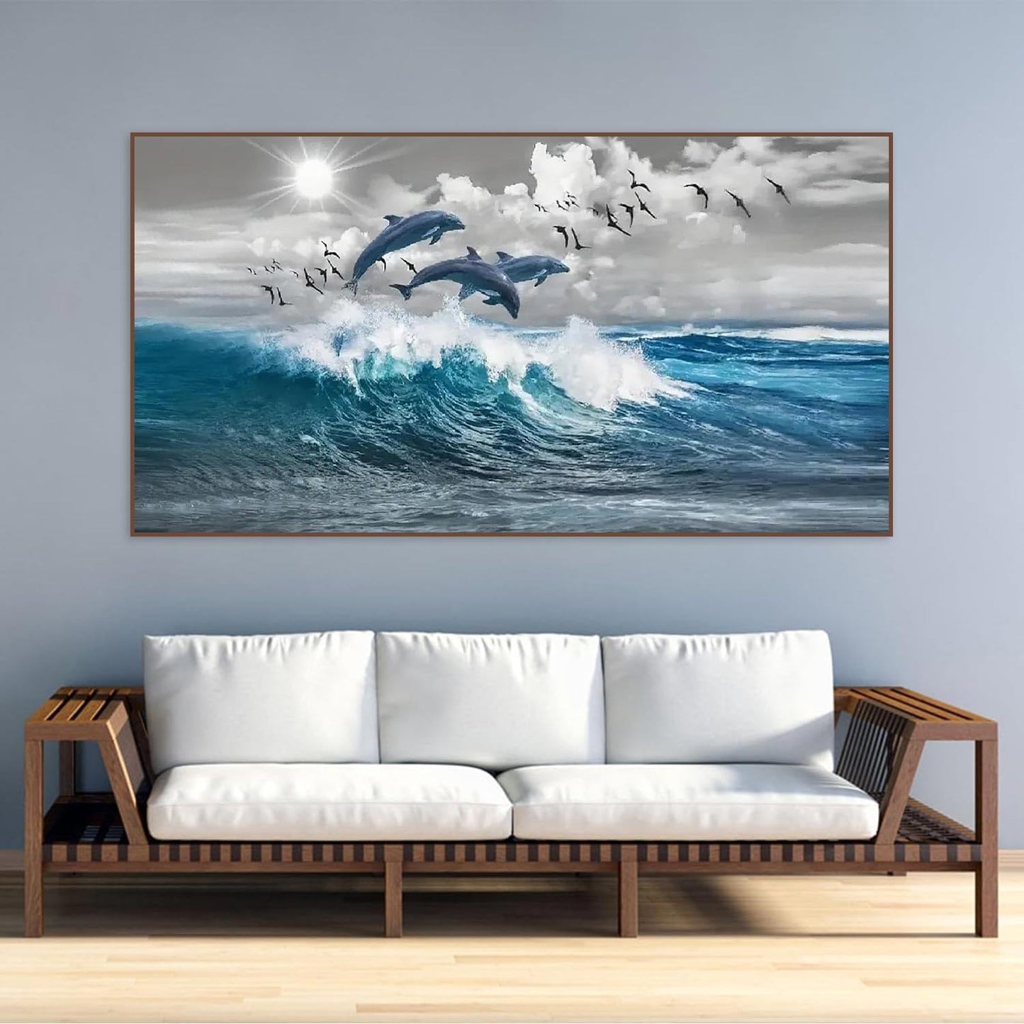 BOHADIY Diamond Painting Kits，Large 5D DIY Fish Ocean Beach Diamond Painting Kits for Adults，DIY Full Drill Crystal Rhinestone Arts and Gem Art Painting with Diamond Home Wall Decor 28X16inch