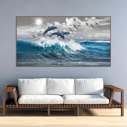 BOHADIY Diamond Painting Kits，Large 5D DIY Fish Ocean Beach Diamond Painting Kits for Adults，DIY Full Drill Crystal Rhinestone Arts and Gem Art Painting with Diamond Home Wall Decor 28X16inch