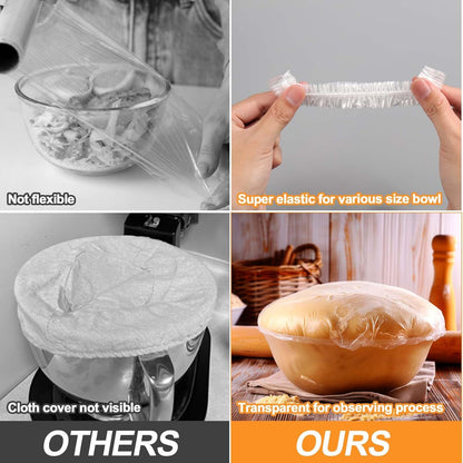 100PCS Bowl Covers for Bread Proofing, Reusable Elastic Plastic Bowl Covers for Bread Rising, Storage Containers