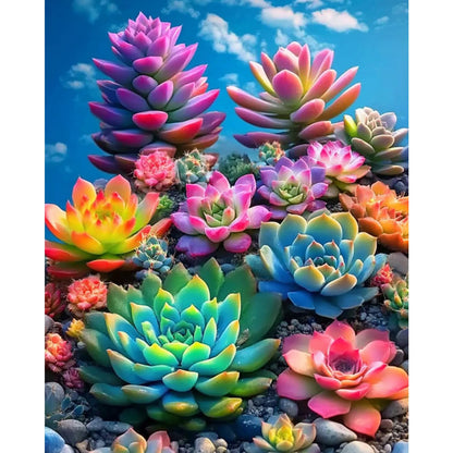 obterie Plant Paint by Numbers Kit for Adults Beginner Succulents Oil Painting Kit Adult Paint by Number Kits on Canvas DIY Painting for Beginners Art by Numbers for Gifts Home Wall Decor 16x20 Inch