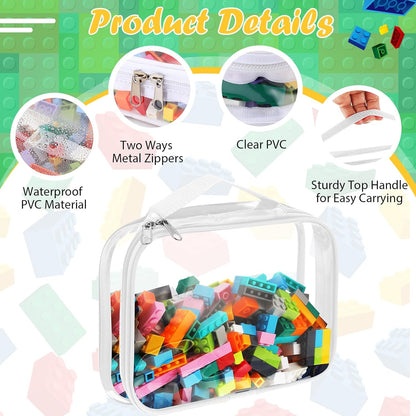 Sanwuta 3 Packs Toy Storage Bags with Zipper, Clear PVC Organizing Bags for Board Games and Kids Books (Black, White,