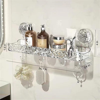 Generic Light Luxury Style Punch-Free Storage Rack, Suction Corner Shower Organizer, Corrugated Suction Cup Storage