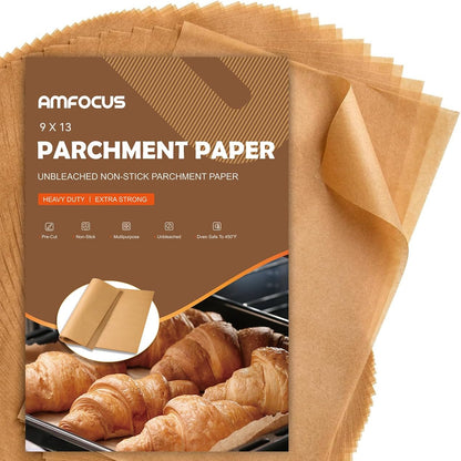 Parchment Paper Sheets by [Brand Name] - 200 Non-Stick Precut Baking Sheets | 9x13 In, Unbleached, Ideal for Bread, Cakes & Cookies