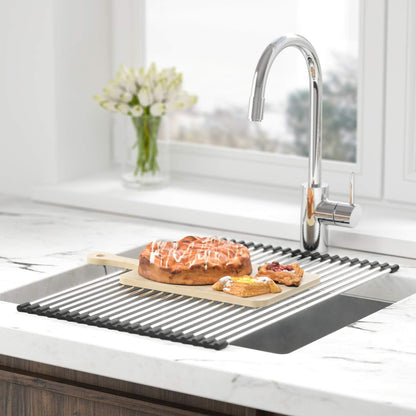 Roll Up Dish Drying Rack, Over The Sink Kitchen Rolling Dish Drainer, Foldable Sink Rack Mat (17.8"x11.8")