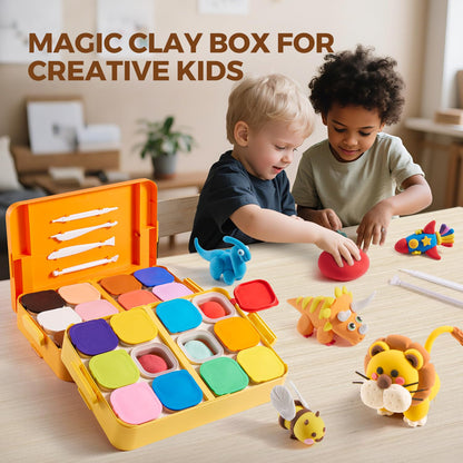 Air Dry Clay for Kids, Modeling Clay Kit with Storage Box & Sculpting Tools, Magic Molding Clay for Boys & Girls Crafts Gift, Age 6-12 Year Olds