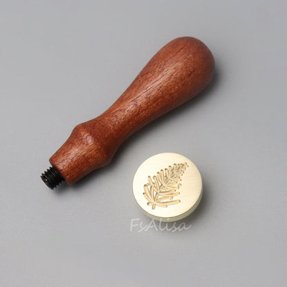 fsalisa 6 Pcs Flower Leaf Sealing Wax Stamps Copper Seals + Wooden Hilt, Seal Stamp Kit with Gift Box for Invitations Cards Letters Envelopes Wine Packages (Botanical Set#-2)