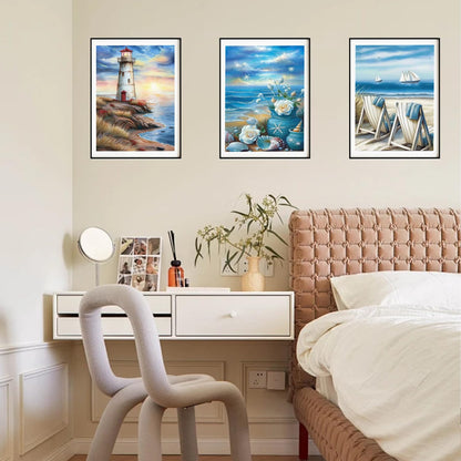 DOZEEZOP 6 Pack 5D Diamond Painting Kits for Adults, Diamond Art Kits for Adults Beginners of All Ages, Round Full Drill Arts and Crafts Gems Home Wall Decor 12x16 Inches Beach Landscapes
