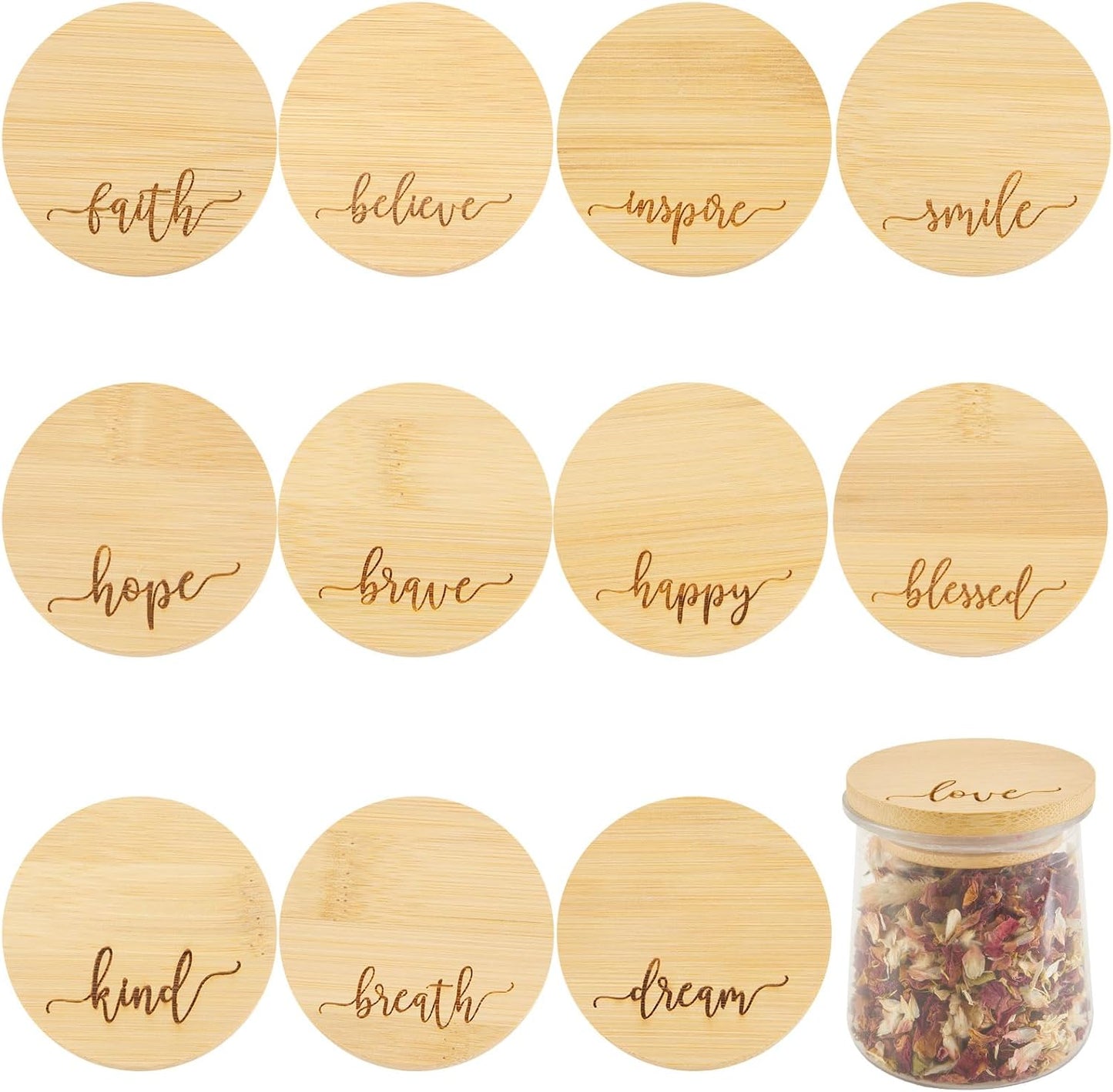 12 Set Tessco for you Pieces Yogurt Jar Lids Inspirational Yogurt Bamboo Lids with Silicone Sealing Compatible with Oui