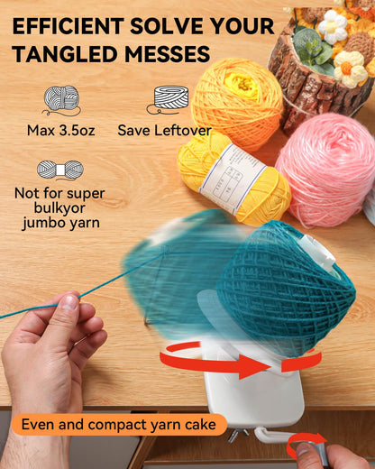 SPEENSUN Yarn Winder, 3.5 OZ Easy-to-Install and Efficiently Yarn Spinner with Lower Noise, Robust ABS Material Ball Winder for Crochet and Knitting Lover for Yarns Below Size 5