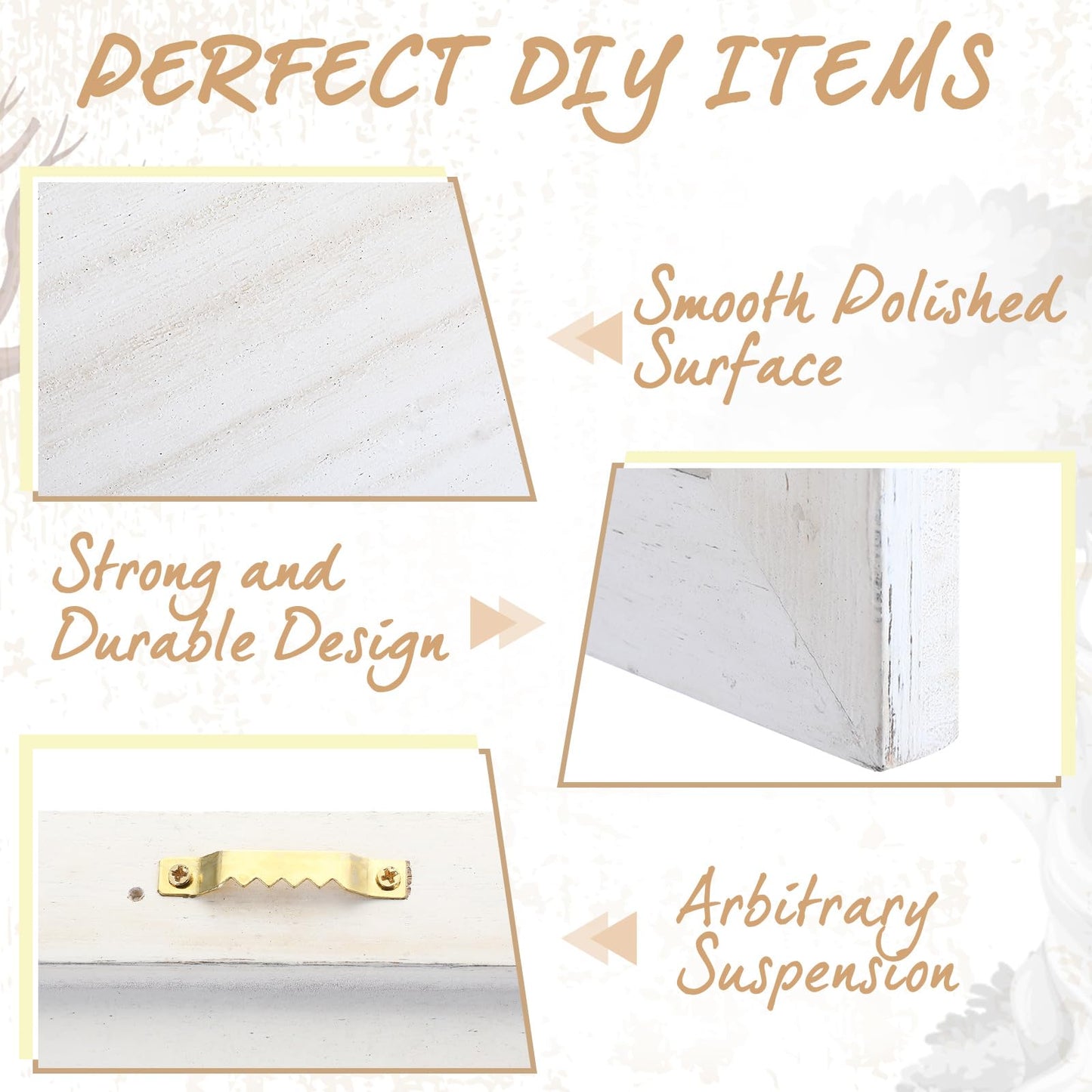 DoubleFill 4 Pcs Washed Blank Wooden Signs, 12 x 12 x 0.6 Inch Blank Signs for Crafts, Rustic Wood Canvas, Wooden Plaque, Wood Planks for Crafting Wall DIY Projects Gift Making(White)