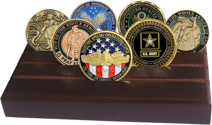 4 Rows Coin Holder, US Army Military Collectible Challenge Coin Display Case, Holds 12-16 Coins