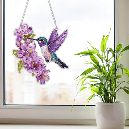 NAIMOER DIY Hanging Diamond Art Kits for Adults, Hummingbird Diamond Painting Kits, Special Shaped Rhinestone, Acrylic 5D Gem Art Craft Window Pendants Home Garden Wall Hanging Ornament Kits