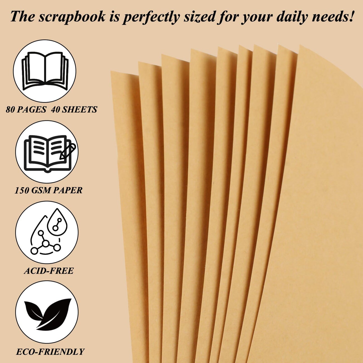 Joyberg Scrapbook 80 Pages, Scrapbooking Supplies 10 x 10 In, Scrapbook Album Suitable for Album Memory Book Wedding, Anniversary Family, DIY Craft Projects (Brown)