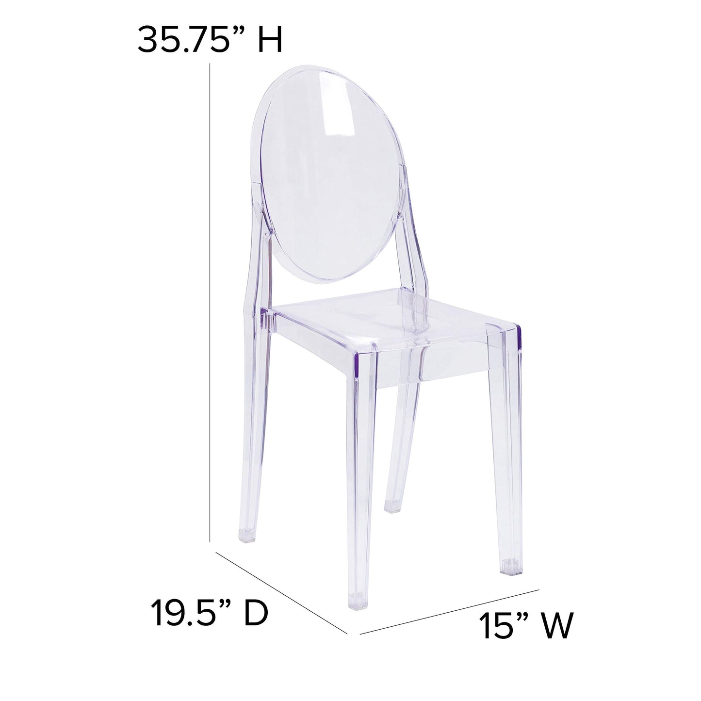 Flash Furniture Murray Indoor/Outdoor Ghost Accent and Dining Chairs, Stackable Transparent Restaurant Chairs, Set of 4, Transparent Crystal