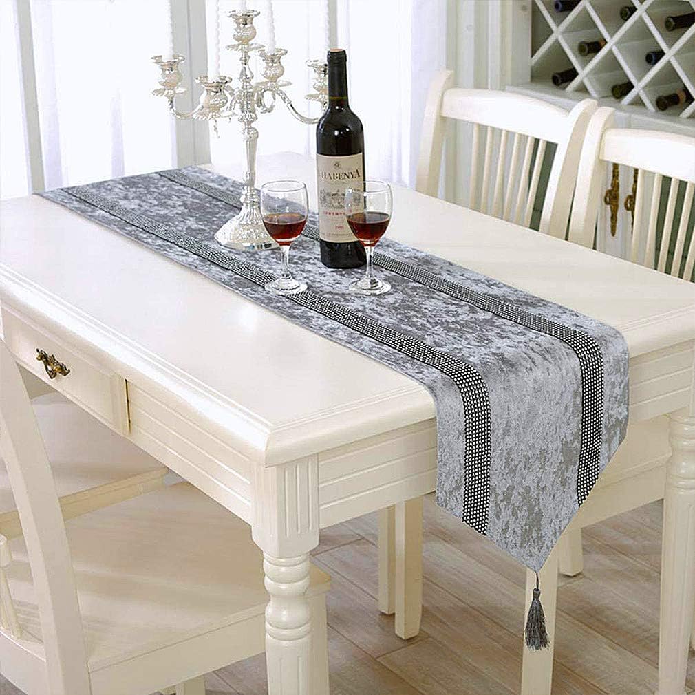 84 Inches HeMiaor European Style Dining Table Runners Luxury Classy Dining Table Runner with Tassels for Home Hotel