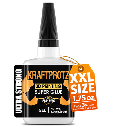 3D Printer Superglue Gel for PLA, ABS, PETG, TPU & Nylon – 1.76 oz XXL – No-Drip, Extra Strong & Waterproof – Precision Tip for Repairs, Supports & Vertical Surfaces
