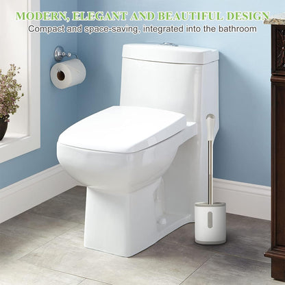 AONEZ Set, 3 Pack Toilet Brush and Holder with Stainless Steel Handle Toilet Bowl Brush, Compact Toilet Scrubber Brush