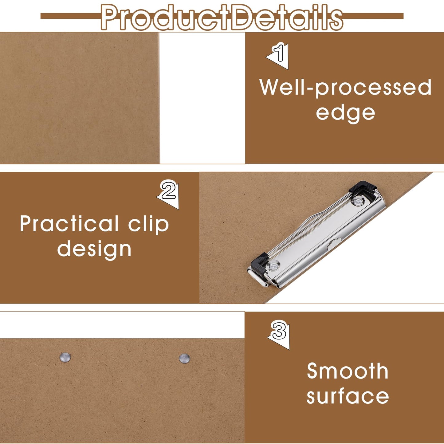 13'' x 17'' Clipboards, 4 PCS A3 Double Clip Hardboard Extra Large Clipboardes, Clipboards Low Profile Clip Art Clipboard Wood Material Drawing Clipboard