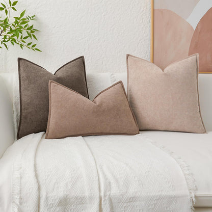 26x26 Inch Pack 2 Kevin Textile Waterproof Decorative Pillow Covers Coco Brown of Soft Boucle Textured Euro Pillowcases