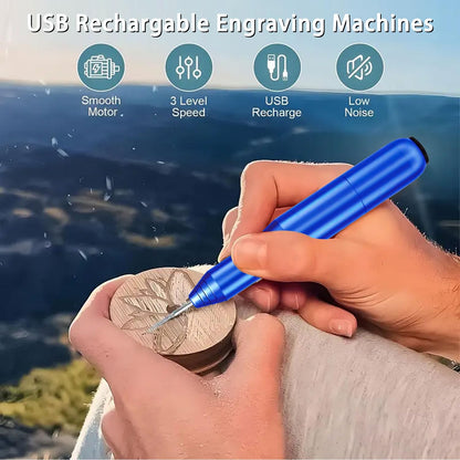 FOLAI USB Rechargeable Engraving Pen - Versatile Engraver Tool for Jewelry, Wood, Metal,Plastic,Glass,Stone,Manicure & More -Portable, Ideal for DIYers (Blue)