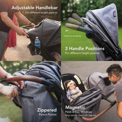 Strolee Lightweight Double Side by Side Stroller - 22 Lbs, 9.5" Compact Fold, Twin Nap Ready Seating, No Rethread Harness, Magnetic Buckle & Ultra Plush Seat 60Lb Max Per Seat- (v2 Shadow)