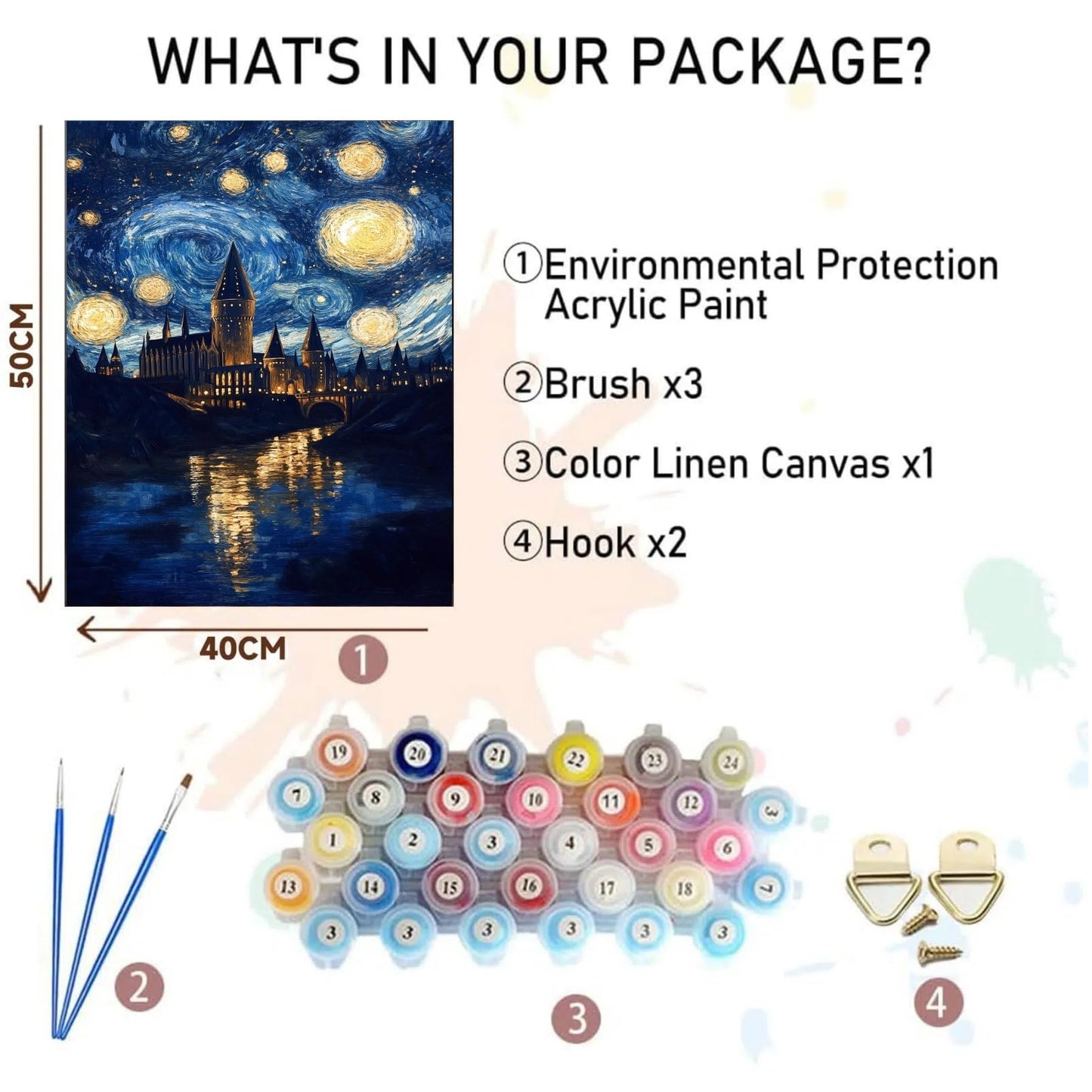 unllhuw Paint by Numbers Kits for Adults Beginners, Magic Castle Paint by Numbers Kits on Canvas, Starry Night Paint by Number for Home Decor Wall Art Gift 16x20inch