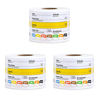 Restaurant Quality Shelf Life Food Rotation Labels Vinyl, 2” x 3” Self-Adhesive Removable Freezer Food Labels, Perfect for Reusable Containers, Easy to Remove, Food Safety Date Sticker (3 PCS)
