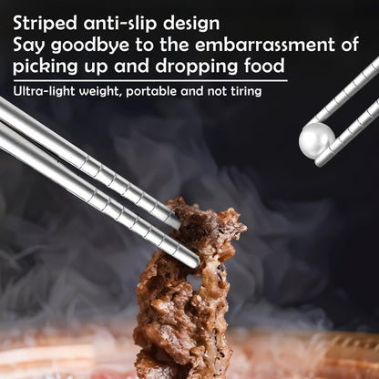 2 Pairs Titanium Chopsticks, Pure Titanium Metal Chopsticks, Ultralight and Reusable Chopstick, Durable Dishwasher Safe Eco-Friendly, for Camping Home Travel, Silver, 9 inch
