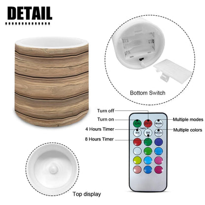 Cozeyat Wood Grain LED Candles Set of 4 Battery Powered Flameless with Remote Timer Dancing Flame Waterproof for Home Garden Table Use