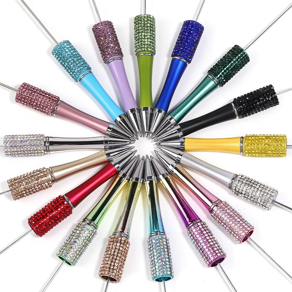 75 Pcs DIY Diamond Beadable Pen Kit - 25 Plastic Rhinestone Beaded Pens Bulk with Refills & Bags - Fancy Cute with Colors Refills & Bags for Students Teachers School Office Accessories Supplies