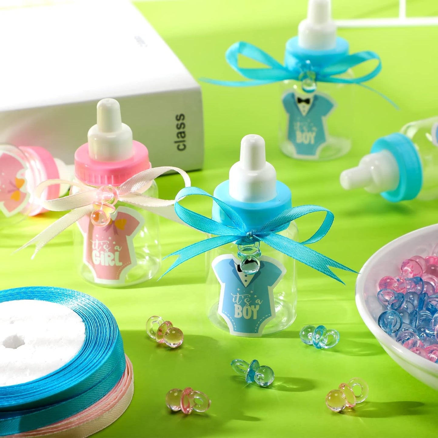 162 48 48 64 2 Pcs Gender Reveal Baby Shower Favors Mini Milk Bottles Plastic Baby Candy Bottle Mini Pacifiers Tiny